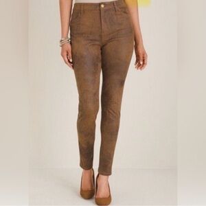 Chico's Brown Faux-Suede Skinny Pants